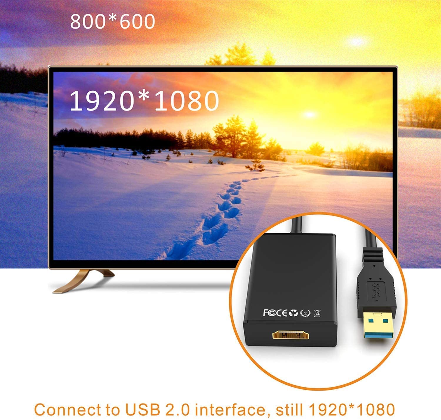 USB to HDMI Adapter,ABLEWE USB 3.0/2.0 to HDMI 1080P Video Graphics Cable Converter with Audio for PC Laptop Projector HDTV Compatible with Windows XP 7/8/8.1/10 USB to HDMI Adapter,ABLEWE USB 3.0/2.0 to HDMI 1080P Video Graphics Cable Converter with Audio for PC Laptop Projector HDTV Compatible with Windows XP 7/8/8.1/10
